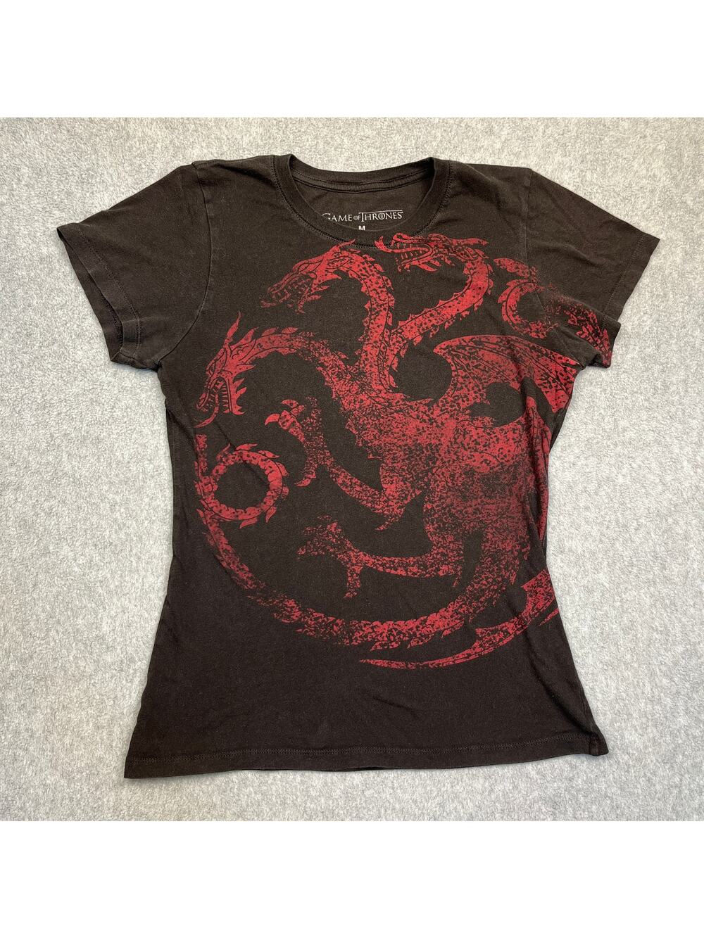 Game of Thrones Three-Headed Dragon Sigil T-Shirt Women's Medium Black Cotton